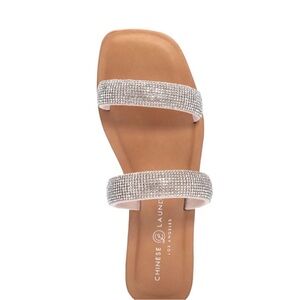 Zailey Chinese laundry Elegant Tan Sandals with Rhinestone Straps